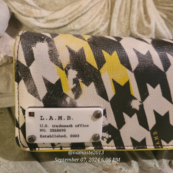 L.A.M.B. Gwen Stefani Acid Wash Wallet Leather Canvas Designer Celebrity #28 - Picture 12 of 13